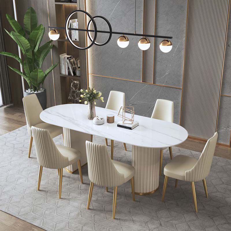 Traditional Luxury Oval Dining Table Sintered Stone Table with Double Pedestal Base Clearhalo ' dining_table' 'Dining Tables & Seating' 'Dining Tables' 'furn' 'furn_dining_table' 'Furniture' 'furniture_dining_table' 'Kitchen & Dining Furniture' 'kitchen&dining_furn' 'kitchen' 'kitchen_dining_table' 1200x1200_95cbd51f-d7cc-4405-aeb6-fb9c1c5d491d