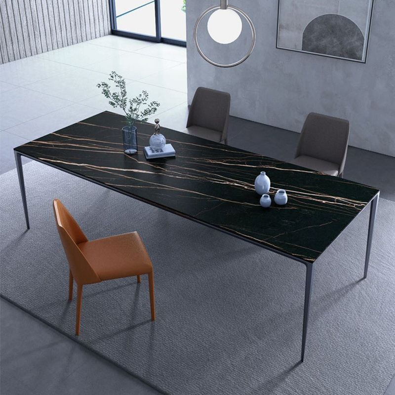 Metal Base Rectangle Dining Table Sintered Stone Table with 4 Legs Clearhalo 'Dining Tables & Seating' 'Dining Tables' 'dining_table' 'Furniture' 'furniture_dining_table' 'Kitchen & Dining Furniture' 'kitchen' 'kitchen_dining_table' 1200x1200_95cbe0a8-55c2-4b0e-9954-e0e5f3fae644