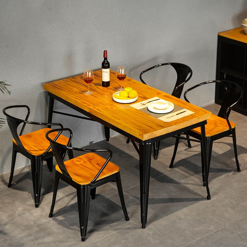 Rectangle Black Base Dining Table Industrial Wood Table for Bar Clearhalo 'Dining Tables & Seating' 'Dining Tables' 'dining_table' 'furn' 'furn_dining_table' 'Furniture' 'Kitchen & Dining Furniture' 1200x1200_95cd77b5-c46d-4a9d-bc95-5efcad4691e6