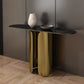 16 Inch Wide Glam Console Table Oval Stone Accent Table for Hall
