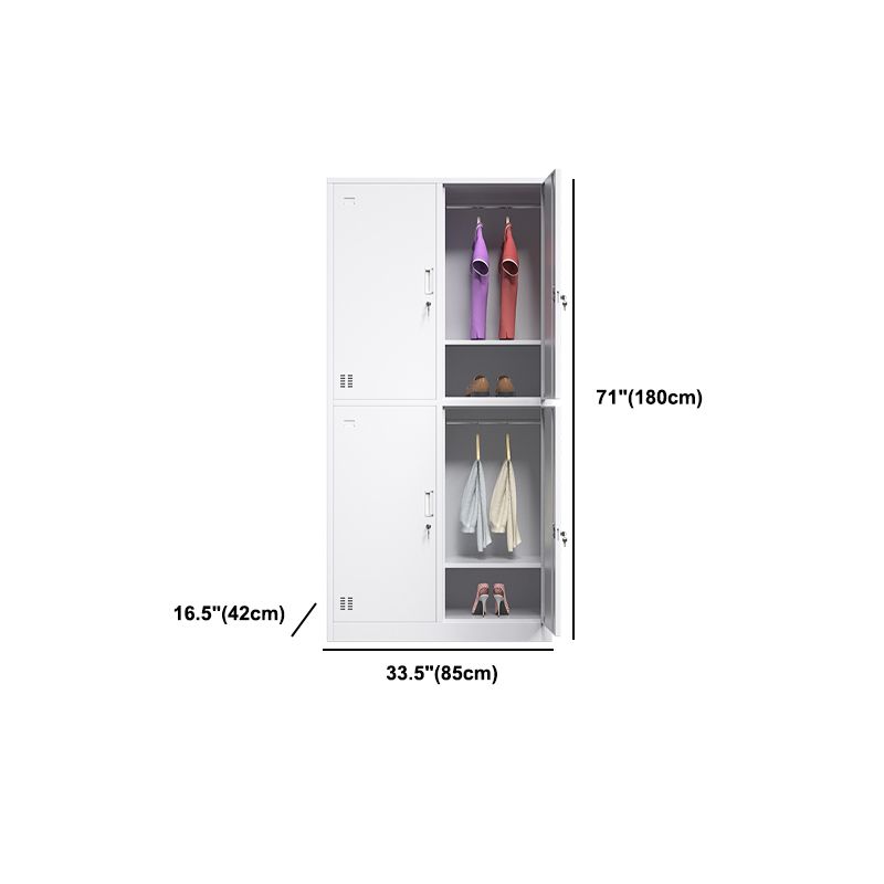Contemporary Style Wardrobe Armoire Grey Steel Wardrobe Cabinet