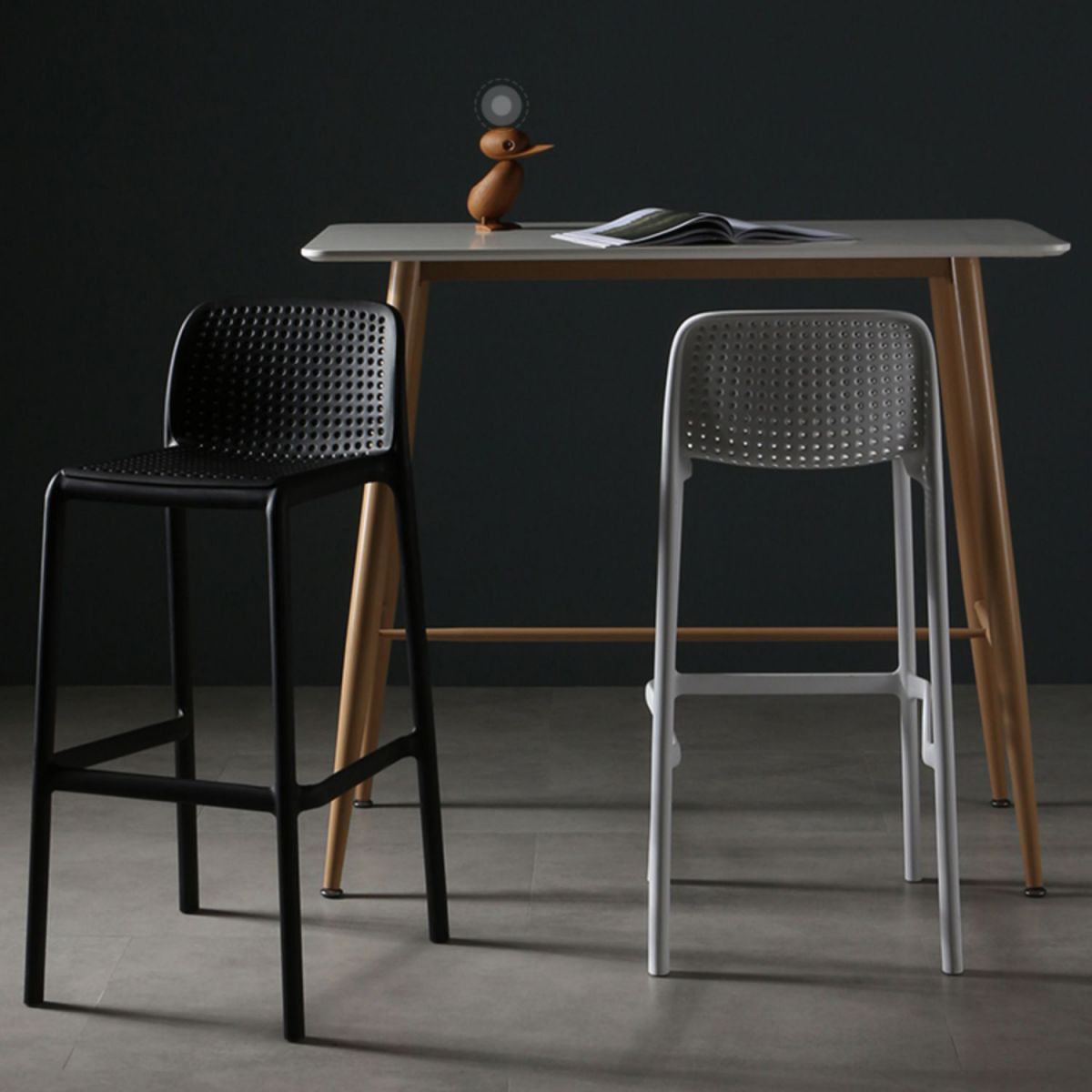 Plastic Scandinavian Kitchen Dining Room Stool Low Back Armless Bar Stool Clearhalo 'Bar Furniture' 'Bar Stools' 'bar_stools' 'furniture_bar_stools' 'Kitchen & Dining Furniture' 'kitchen&dining_furn' 'kitchen' 'kitchen_furn' Furniture' 1200x1200_95d2495f-db28-4148-8c92-14b05dc0426a