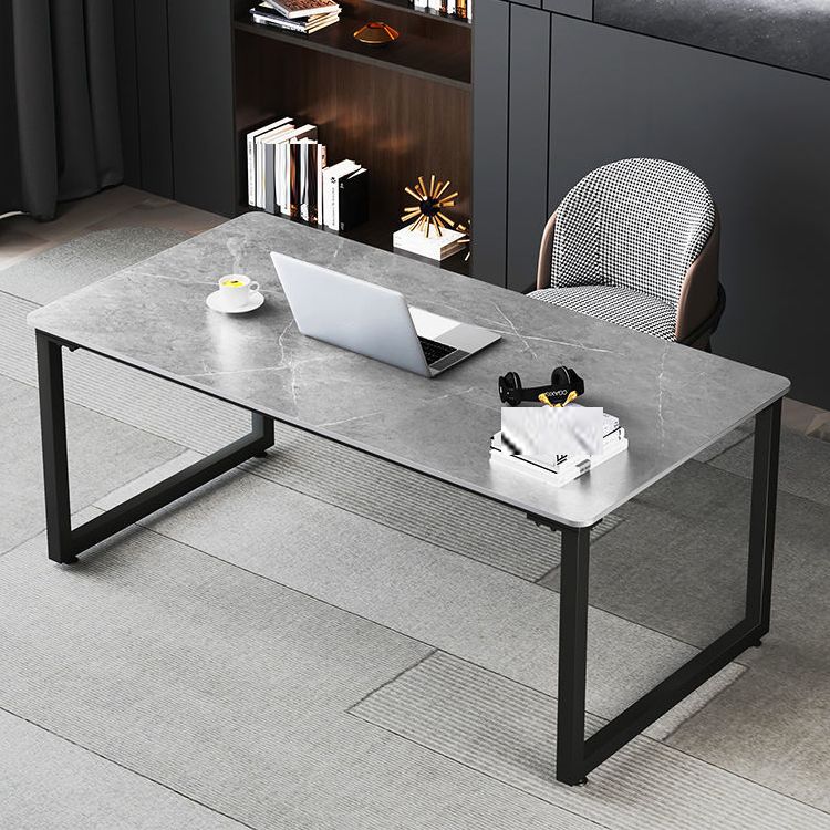 Home Rectangular Computer Desk with H-Shape Metal Legs Office Desk Clearhalo 'furn' 'furn_office_desk' 'Furniture' 'Office Desks' 'Office Furniture' 'office_desk' 1200x1200_95d25091-35bc-4e7e-9642-ef76704fdfe7