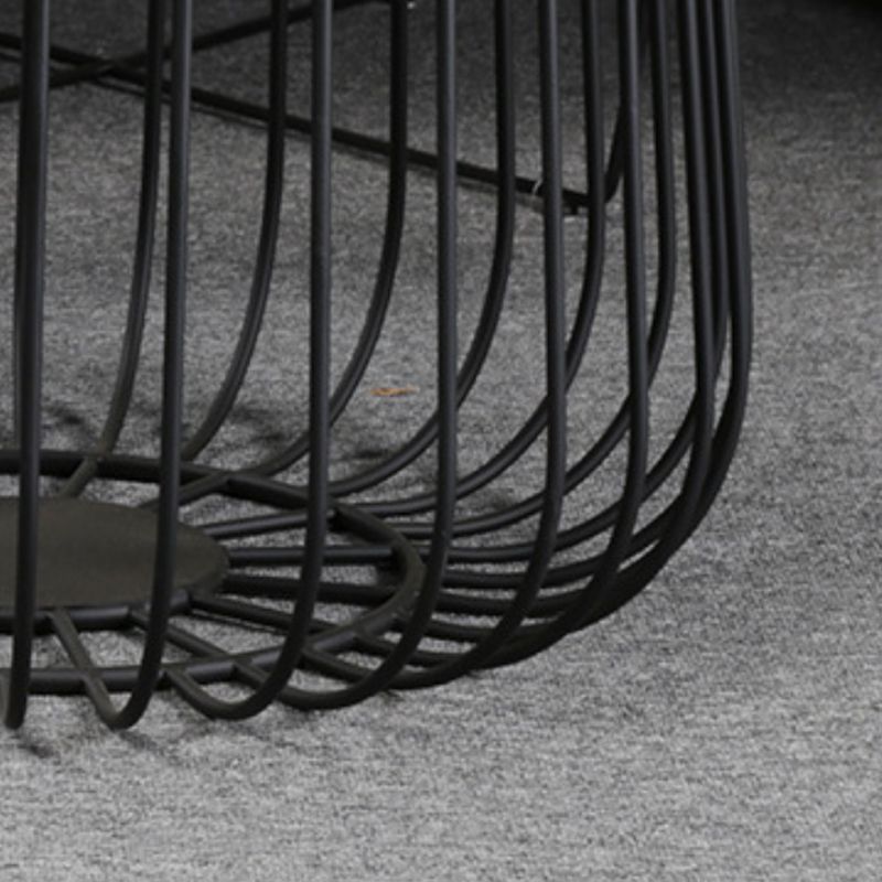 Mid-Century Modern Coffee Table with Iron Top Round Cocktail Table