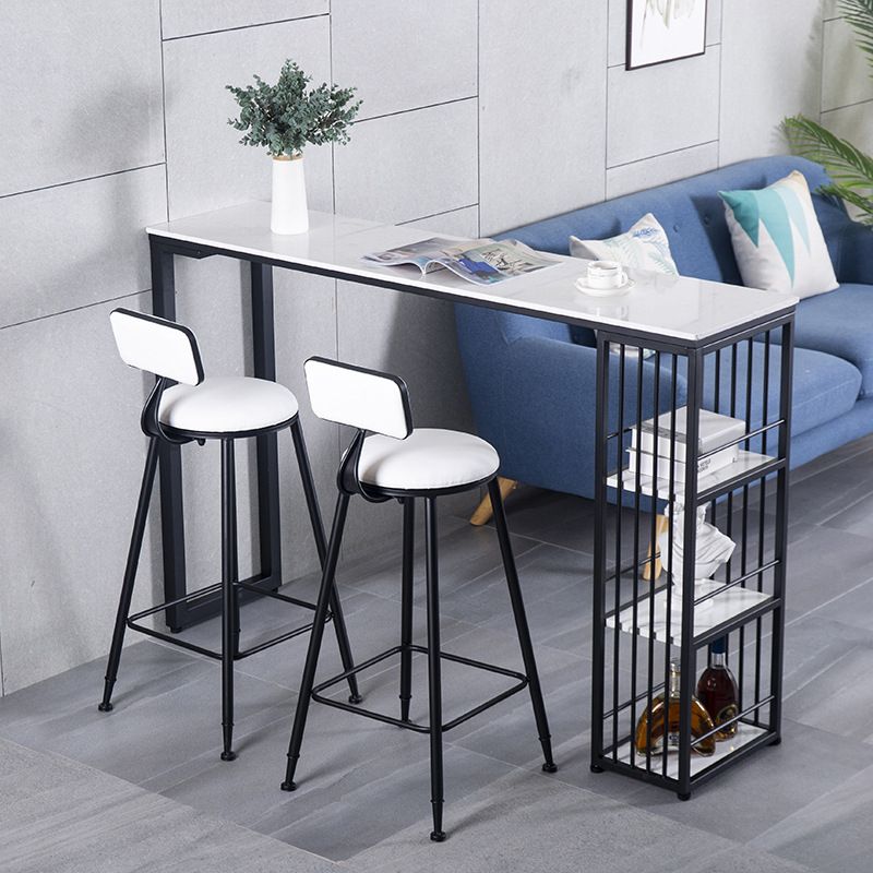 Industrial Style 1/2/3 Pieces Bar Table Set Rectangle Bar Table with Metal Stools Clearhalo 'Bar Furniture' 'furn' 'furn_home_bar_bar_sets' 'Furniture' 'Home Bars & Bar Sets' 'home_bar_bar_sets' 'Kitchen & Dining Furniture' 1200x1200_95d49f45-33be-43a5-bec6-d58b5c0d824d