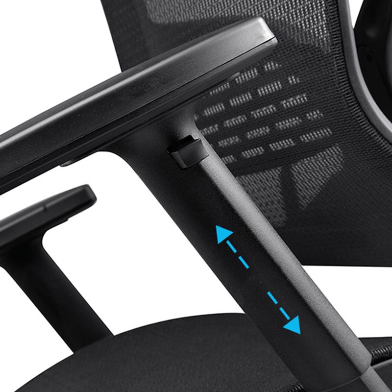 Chaise de bureau rotative en maille avec dossier haut noir, chaise de travail avec roulettes