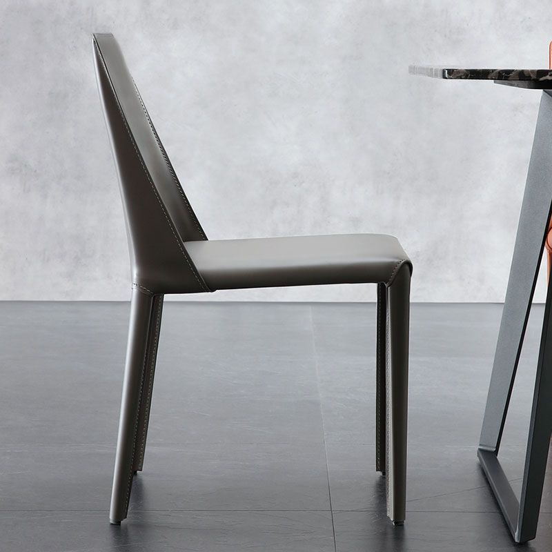 Minimalist Leather Dining Side Chairs Solid Back Armless Dining Chairs for Kitchen Clearhalo ' kitchen&dining_furn' 'Dining Chairs' 'Dining Tables & Seating' 'dining_chair' 'furn' 'furn_dining_chair' 'Furniture' 'furniture_dining_chair' 'Kitchen & Dining Furniture' 'kitchen' 1200x1200_95d6f16e-006e-4644-8c28-9cfc12f1794f