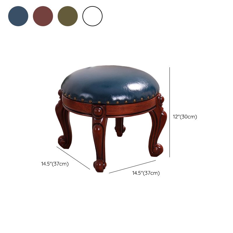 Mid-Century Modern Ottoman Genuine Leather Upholstered Nailhead Trim Round Ottoman Clearhalo 'furn' 'furn_ottomans_poufs' 'Furniture' 'Living Room Furniture' 'Ottomans & Poufs' 'ottomans_poufs' 1200x1200_95d792de-37c4-4301-987c-4a6baec008fd