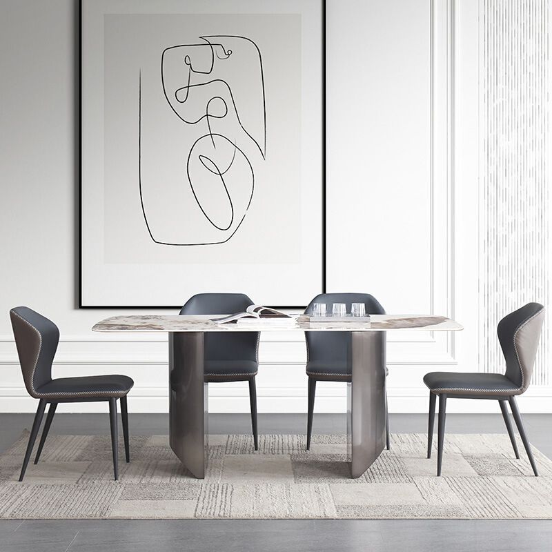 Sintered Stone Modern Rectangle Table Modern Kitchen Table with Double Pedestal in Grey Clearhalo ' dining_table' 'Dining Tables & Seating' 'Dining Tables' 'furn' 'furn_dining_table' 'Furniture' 'furniture_dining_table' 'Kitchen & Dining Furniture' 'kitchen&dining_furn' 'kitchen' 'kitchen_dining_table' 1200x1200_95d7b774-fd5b-40dc-8016-c7e38c104491