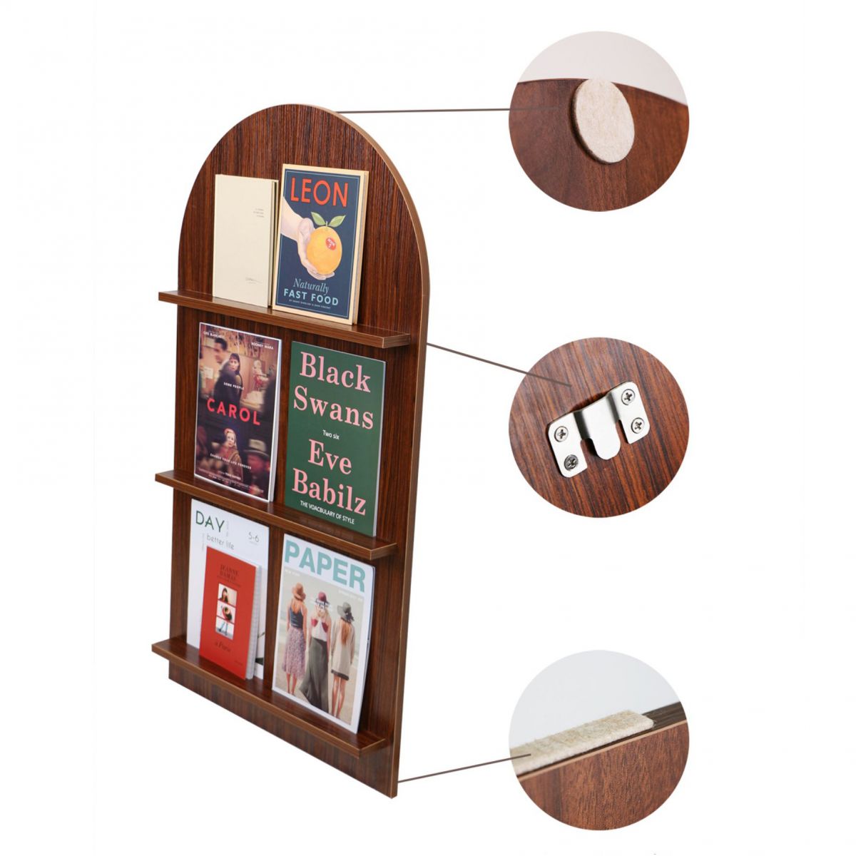 3-Shelf Wood Standard Bookshelf 43.3"H Contemporary Closed Back Bookshelf Clearhalo 'Bookcases' 'furn' 'furn_bookcases' 'Furniture' 'furniture_bookcases' 'Office Furniture' 1200x1200_95d887de-5c29-4bec-b917-d3a6d3431a5d