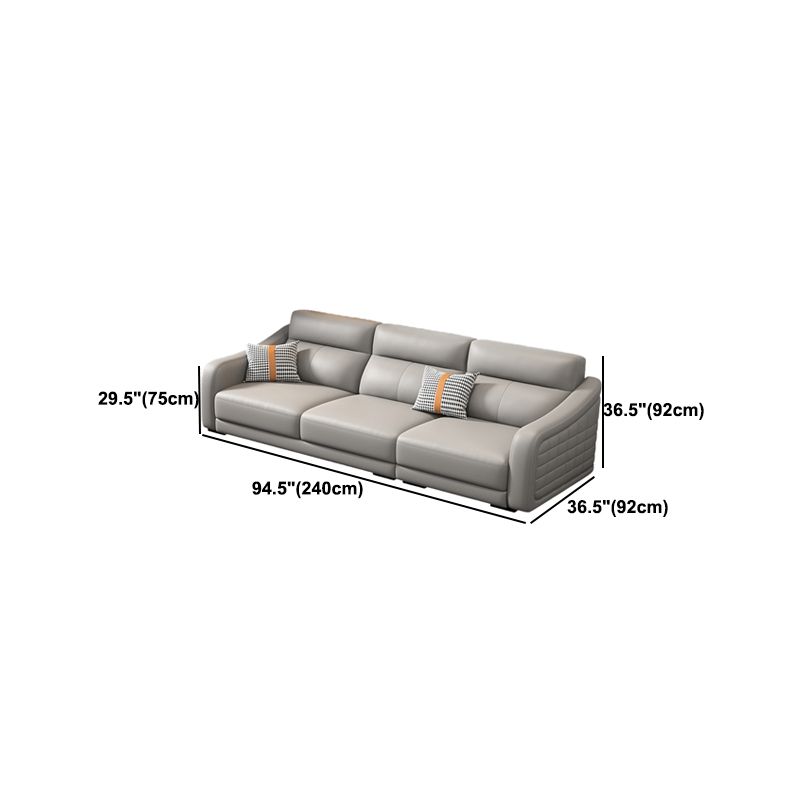 Modernism Genuine Leather Sectional Sloped Arm Sectional in Grey