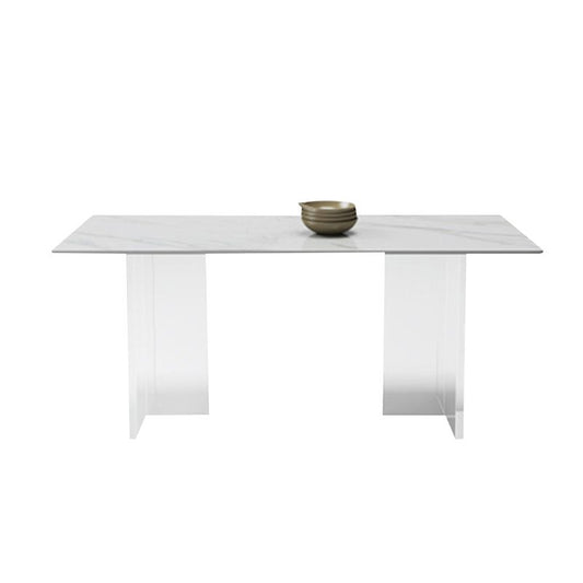 Rectangular Shaped Modern Office Table Stone Writing Desk in White/Grey