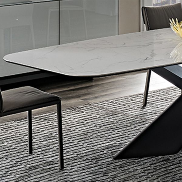 Sintered Stone Top Table for Restaurant Industrial Dining Table with Black Pedestal Base Clearhalo ' dining_table' 'Dining Tables & Seating' 'Dining Tables' 'furn' 'furn_dining_table' 'Furniture' 'furniture_dining_table' 'Kitchen & Dining Furniture' 'kitchen&dining_furn' 'kitchen' 'kitchen_dining_table' 1200x1200_95daffaa-6eda-479a-a821-113f6095a31a