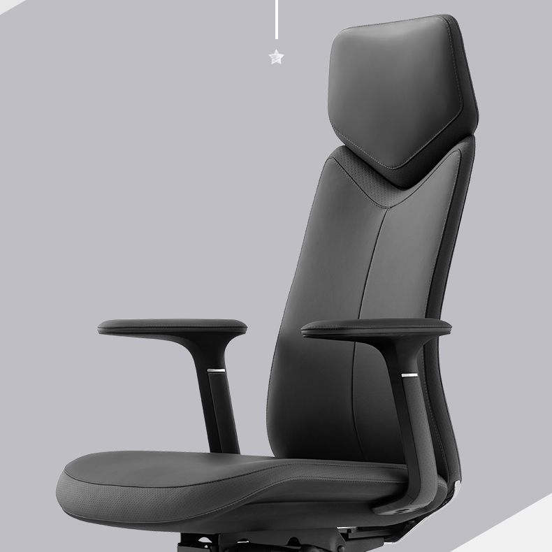 Chaise de bureau en cuir à bras fixes chaise pivotante de hauteur réglable moderne avec roues