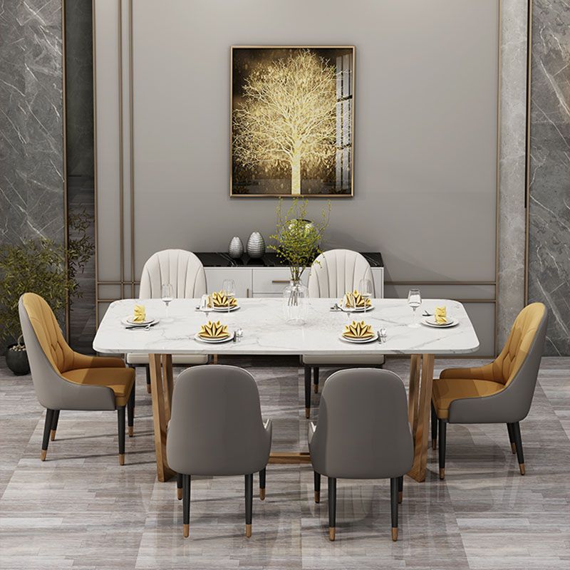 Sintered Stone Table for Restaurant Luxury Dining Table with Trestle Base Clearhalo 'Dining Tables & Seating' 'Dining Tables' 'dining_table' 'furn' 'furn_dining_table' 'Furniture' 'furniture_dining_table' 'Kitchen & Dining Furniture' 'kitchen' 'kitchen_dining_table' 1200x1200_95db4078-2533-4531-8f8c-989b96e6d762