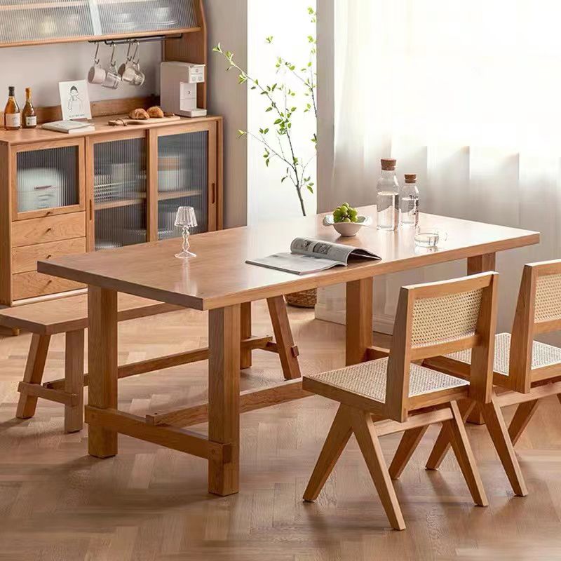 1/2/4/6 PCS Solid Wood Dining Room Set moderne stijl eetgelegenheid met rechthoekige tafel