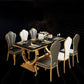 Marble Top Traditional Luxury Table Rectangle Dining Table with Trestle Base Clearhalo 'Dining Tables & Seating' 'Dining Tables' 'dining_table' 'furn' 'furn_dining_table' 'Furniture' 'Kitchen & Dining Furniture' 1200x1200_95dd5194-5d6d-4018-b4dd-e9ae4ed79ffe