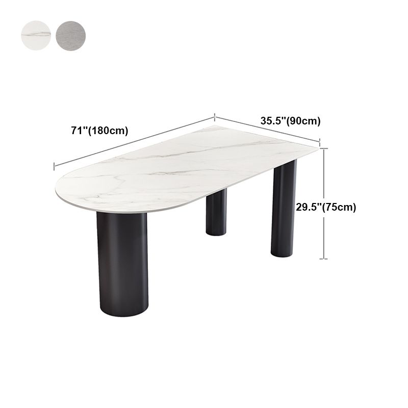Modern 3 Legs Dining Table Stone Top and Metal Base in Black Dining Table Clearhalo 'Dining Tables & Seating' 'Dining Tables' 'dining_table' 'furn' 'furn_dining_table' 'Furniture' 'Kitchen & Dining Furniture' 1200x1200_95dde83d-8984-474b-97fd-97b0e66a93be