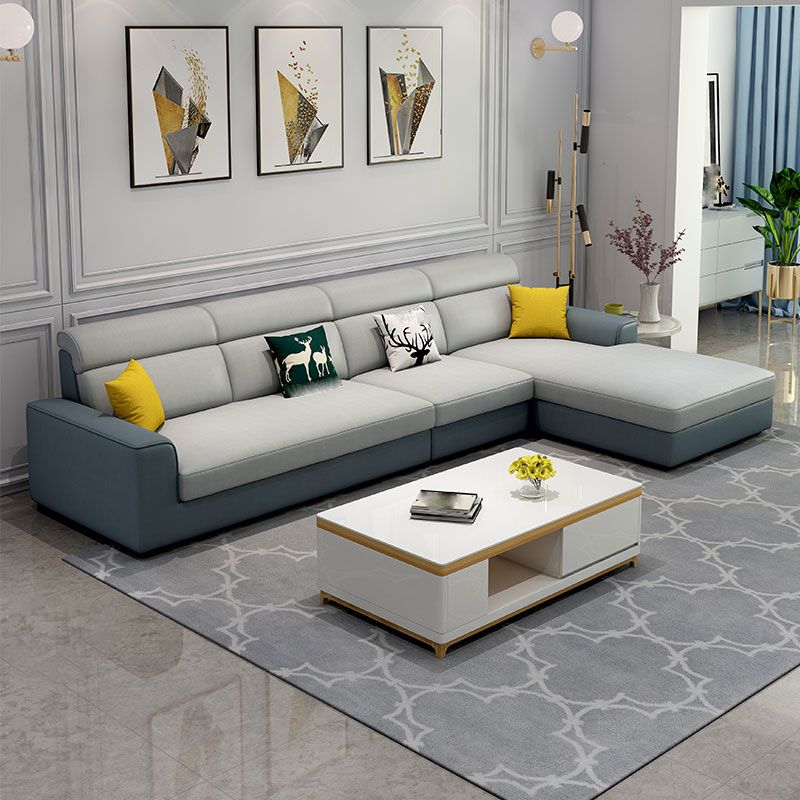 Faux Leather 4-Seater L-Shape Cushion Back Sectional Sofa with Chaise Clearhalo 'furn' 'furn_sectionals' 'Furniture' 'furniture_sectionals' 'Living Room Furniture' 'Sectionals' 1200x1200_95deb40b-6bd4-47fe-8dc0-a1be5ce1bc45