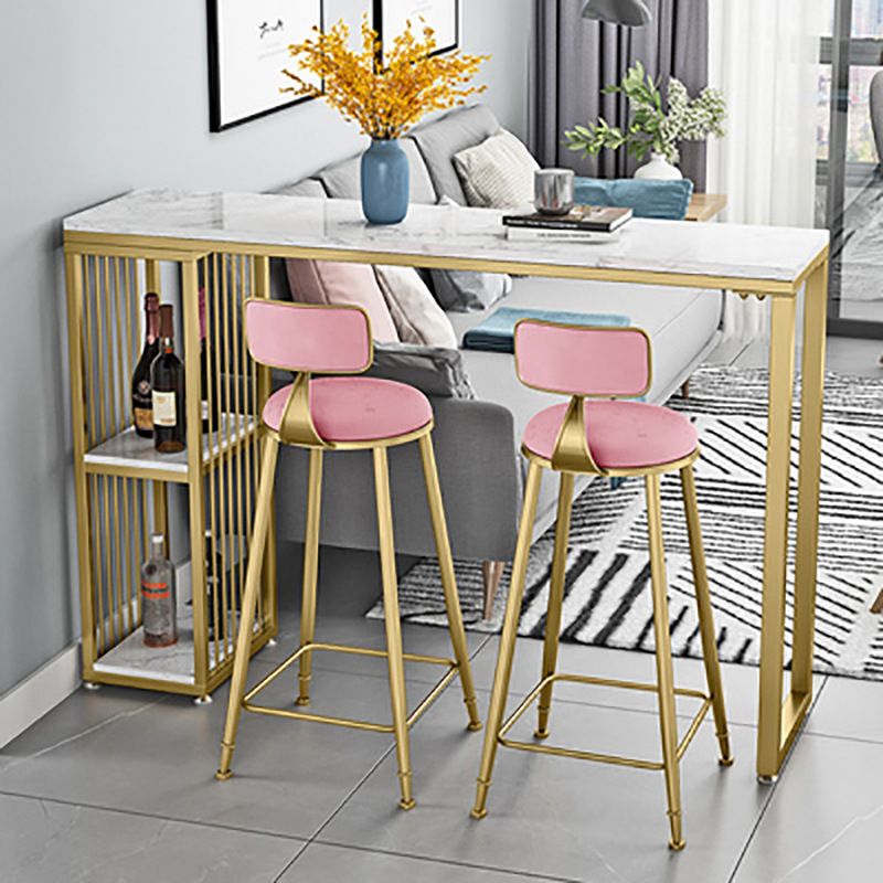 Glam 1/2/3 Pieces Metal Bar Table Set Rectangle Bar Table with High Stools for Home Clearhalo 'Bar Furniture' 'furn' 'furn_home_bar_bar_sets' 'Furniture' 'Home Bars & Bar Sets' 'home_bar_bar_sets' 'Kitchen & Dining Furniture' 1200x1200_95df5978-62a9-45bf-aa6f-d619fea8bcb2