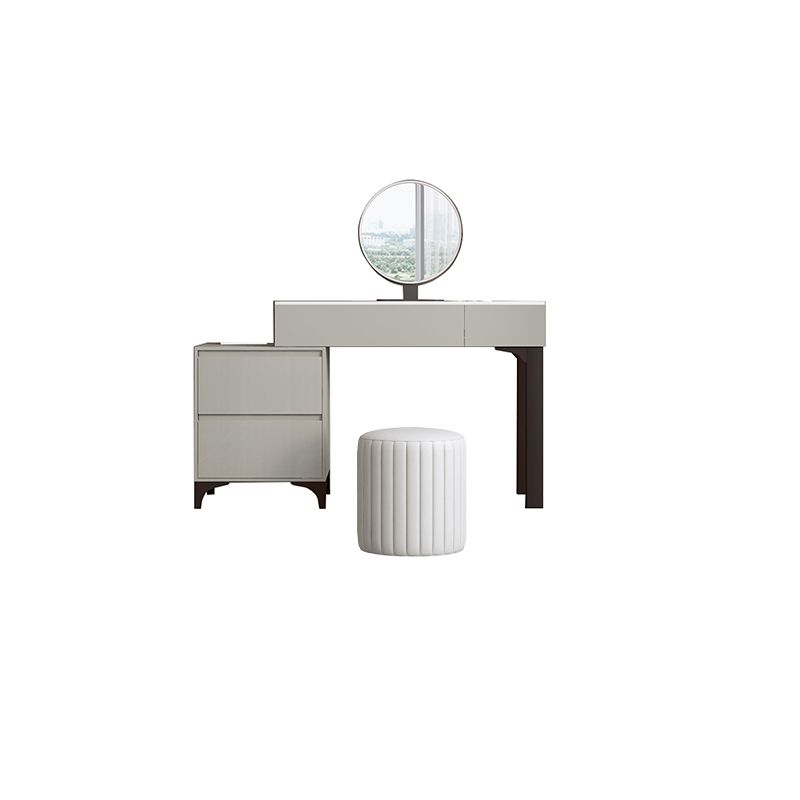 Contemporary Slate Top Vanity Dressing Table Wood 4 Drawer Vanity Set