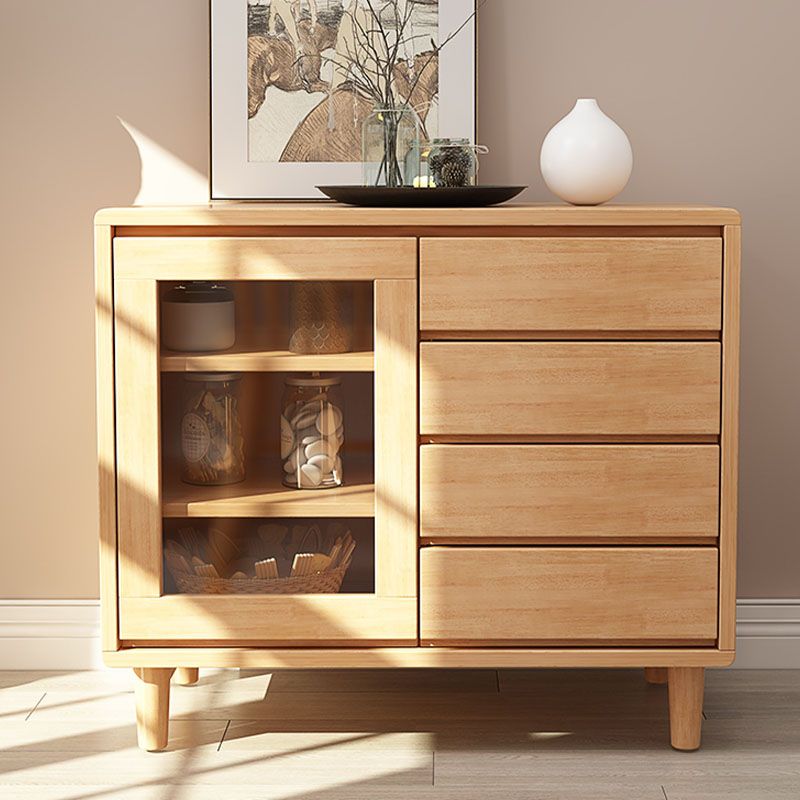 Cabinet en bois de 31,5 "de haut du milieu du siècle moderne 1 - armoire de porte avec 4 tiroirs