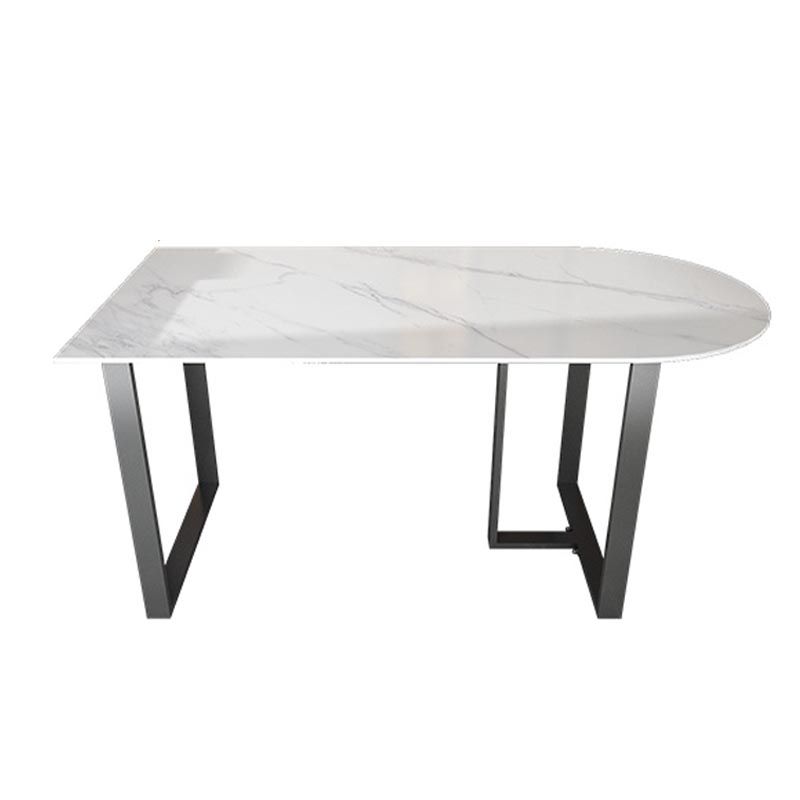 Modern White Stone Top Dinette Table Black Base Dining Table for Living Room Clearhalo 'Dining Tables & Seating' 'Dining Tables' 'dining_table' 'furn' 'furn_dining_table' 'Furniture' 'furniture_dining_table' 'Kitchen & Dining Furniture' 1200x1200_95e1b9c7-43d6-41b5-b5c4-33cbc19283de