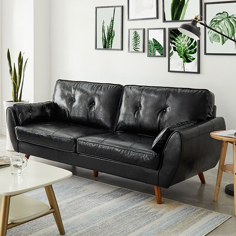 Faux lederen eigentijdse getufte standaard wijd uitlopende arm settee bank