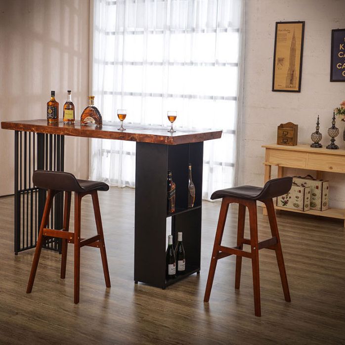 Solid Wood Bar Dining Table Industrial Bar Dining Table with Double Pedestal Base Clearhalo 'Bar Furniture' 'Bar Tables' 'bar_tables' 'furn' 'furn_bar_tables' 'Furniture' 'furniture_bar_tables' 'Kitchen & Dining Furniture' 1200x1200_95e37184-28b8-4dfe-9041-711da9e61462