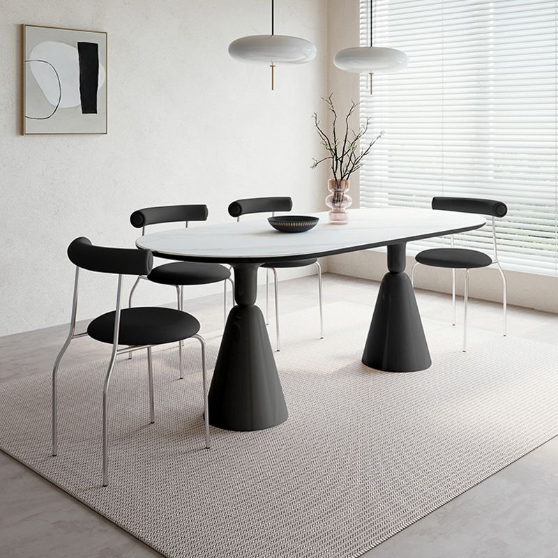 Keuken 1/2/5/7 pc's dinette set met ovale eettafel en zwarte stoelen