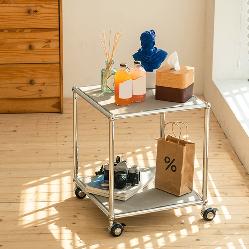 22.44" Tall 4 Legs Side Table with Shelves Modern Metal End Table Stand Clearhalo 'Coffee & Accent Tables' 'End & Side Tables' 'end_side_tables' 'furn' 'furn_end_side_tables' 'Furniture' 'Living Room Furniture' 1200x1200_95e6058f-a1e6-461a-bf7b-1ab0674afb42