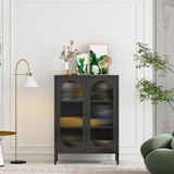 Contemporary Iron Dining Server Glass Doors Living Room Cabinets Clearhalo 'buffet_sideboard' 'Buffets & Sideboards' 'furn' 'furn_buffet_sideboard' 'Furniture' 'furniture_buffet_sideboard' 'Kitchen & Dining Furniture' 1200x1200_95e8df40-0c5d-4df8-b467-2ecc170f6c12