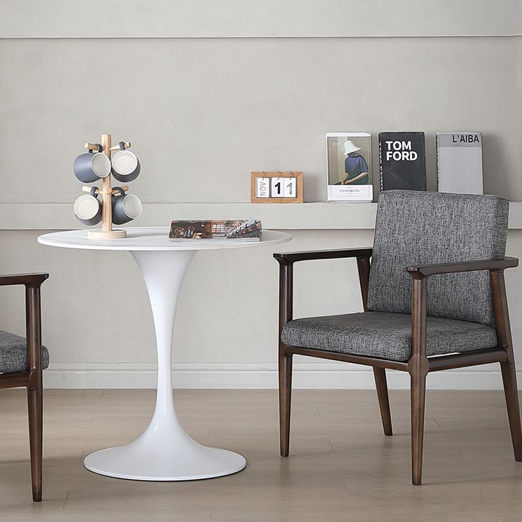 Round Sintered Stone White Dining Table Simplicity Tulip Base Table for Dining Room Clearhalo ' dining_table' 'Dining Tables & Seating' 'Dining Tables' 'furn' 'furn_dining_table' 'Furniture' 'furniture_dining_table' 'Kitchen & Dining Furniture' 'kitchen&dining_furn' 'kitchen' 'kitchen_dining_table' 1200x1200_95e9e626-fcef-4ecc-bcd2-ee00d4656c46