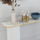 14 inch Wide Glam Console Table Oval Stone Stain Resistant Accent Table for Hall