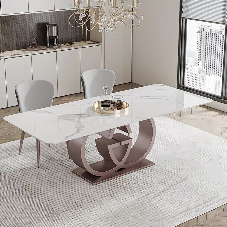 Designer Style Sintered Stone Dining Set Rectangle 1/3/4/7 Pieces Dining Room Table Set Clearhalo 'Dining Room Sets' 'Dining Tables & Seating' 'dining_room_set' 'furn' 'furn_dining_room_set' 'Furniture' 'furniture_dining_room_set' 'Kitchen & Dining Furniture' 1200x1200_95ecda81-01e7-4d46-8759-c6693ed80e7f