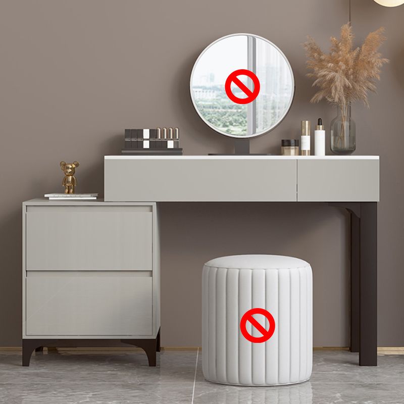 Contemporary Slate Top Vanity Dressing Table Wood 4 Drawer Vanity Set