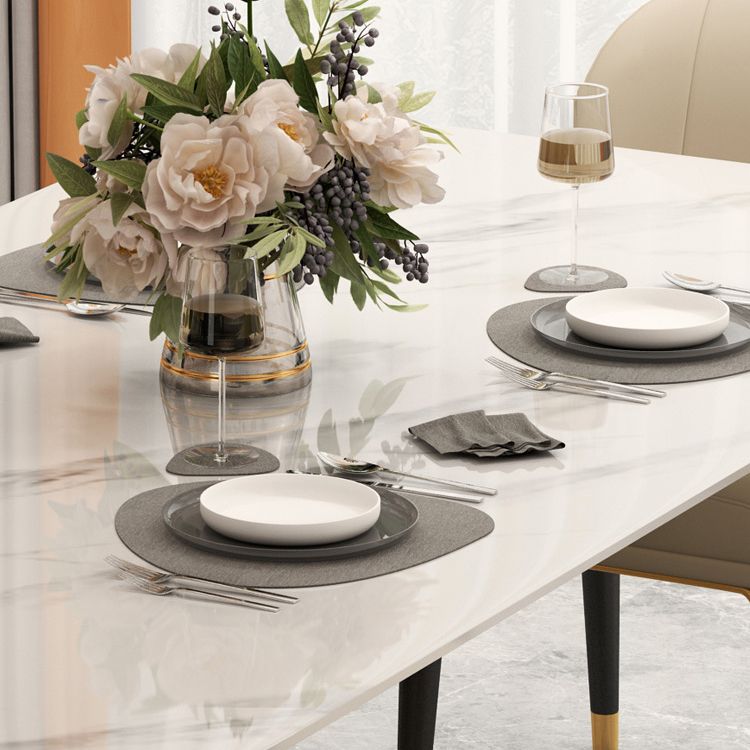 Traditional Luxury Pedestal Table Stainless Steel Base Rectangle Dinner Table for Home Clearhalo 'Dining Tables & Seating' 'Dining Tables' 'dining_table' 'furn' 'furn_dining_table' 'Furniture' 'Kitchen & Dining Furniture' 1200x1200_95ee7b5d-48c9-4f17-8308-122d08334aef