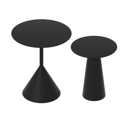 Iron 2 Piece Bunching Tables with Round Top and Pedestal Base