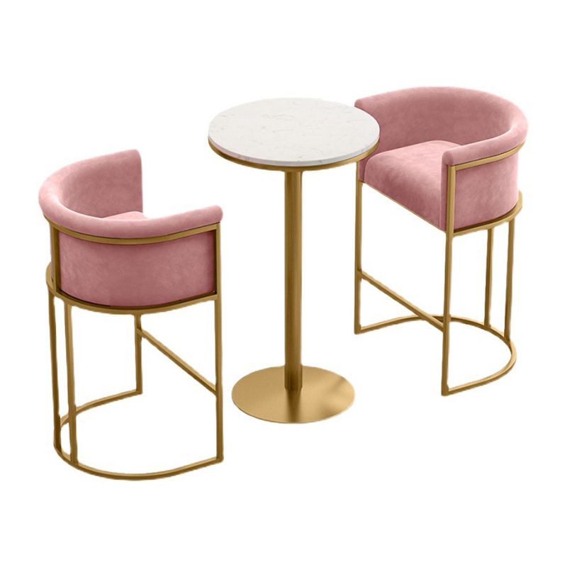 Glam Armrest Backrest Counter Stool Iron Cafe Bar Stool with Flannel Cushion and Pedal Clearhalo 'Bar Furniture' 'Bar Stools' 'bar_stools' 'furn' 'furn_bar_stools' 'Furniture' 'furniture_bar_stools' 'Kitchen & Dining Furniture' 1200x1200_95f1434b-f362-456f-9ea5-827c5999e355