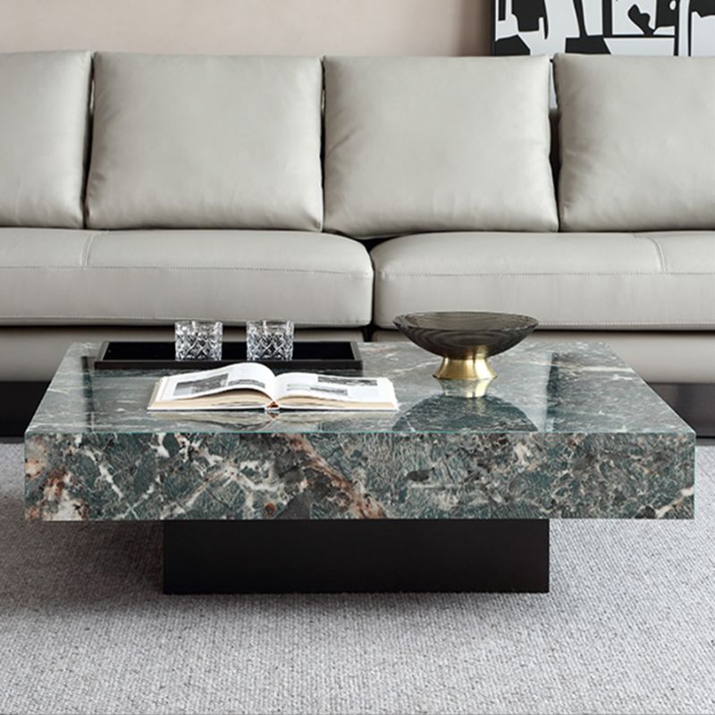 Glam Square Slate Coffee Table Stainless Steel Sled Cocktail Table Clearhalo 'Coffee & Accent Tables' 'Coffee Tables' 'coffee_tables' 'furn' 'furn_coffee_tables' 'Furniture' 'Living Room Furniture' 1200x1200_95f191b0-e6f6-4eaa-9849-2d9d6733302d