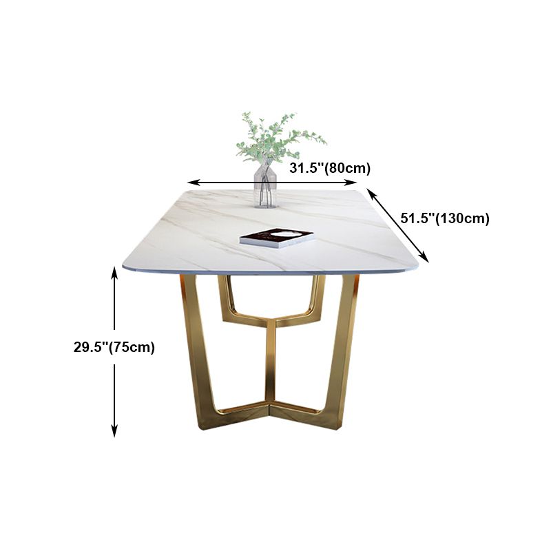 Rectangle Shape Glam Dining Table White Fixed Table with Sintered Stone Clearhalo 'Dining Tables & Seating' 'Dining Tables' 'dining_table' 'furn' 'furn_dining_table' 'Furniture' 'furniture_dining_table' 'Kitchen & Dining Furniture' 1200x1200_95f48ee7-8559-43f7-a314-6261701ed2fe