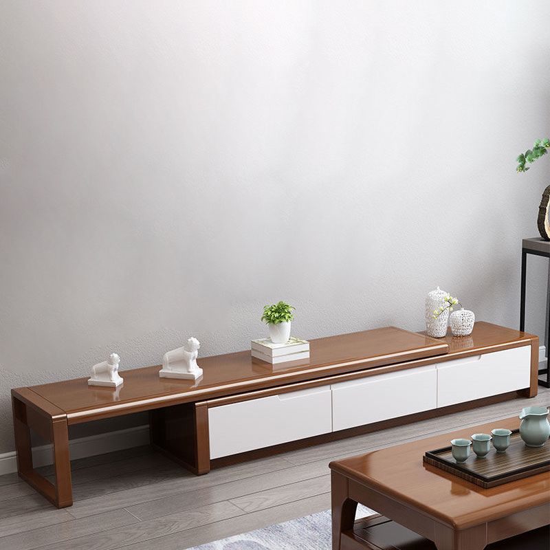 Traditionelle Rubberwood Media Console Matte Finish Holz -TV -Medien stehen mit Schubladen