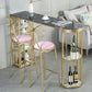 Marble Indoor Glam Bar Dining Table Gold Iron Double Pedestal Bistro Table with Shelve Clearhalo 'Bar Furniture' 'Bar Tables' 'bar_tables' 'furn' 'furn_bar_tables' 'Furniture' 'furniture_bar_tables' 'Kitchen & Dining Furniture' 'kitchen&dining_furn' 'kitchen' 1200x1200_95f5d227-5735-4c98-9efb-ec62f83a37b7