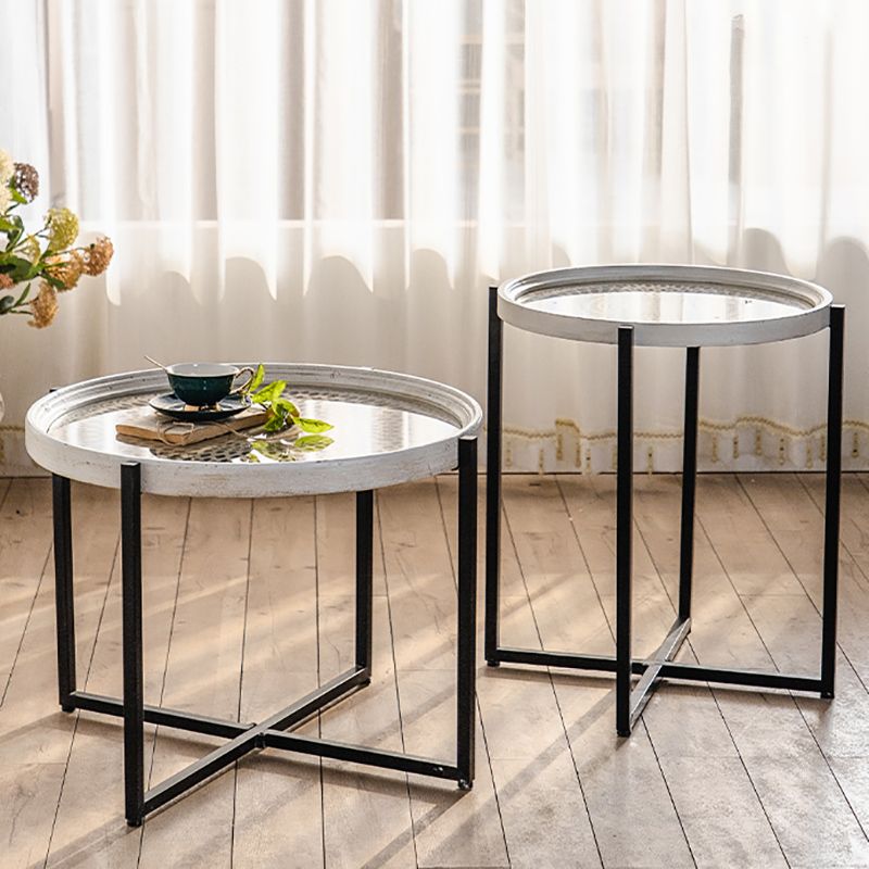 Tavolo laterale di campagna francese in vetro tavolino singolo accento singolo