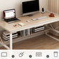 Wood and Steel Rectangular Office Table Home Office Industrial Writing Desk with Shelf