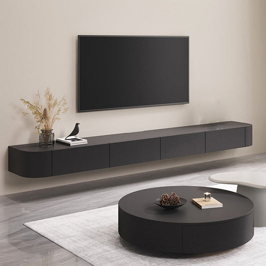 Moderno supporto televisivo montato a parete 16 "W Wood Black TV stand con cassetti