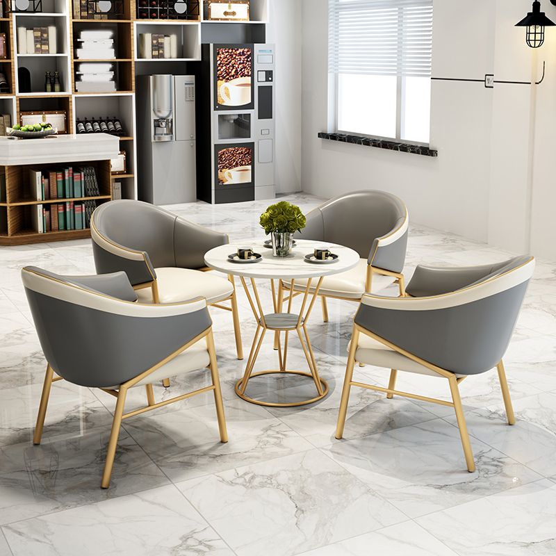 Contemporary Round Dining Table Set 1/2/5 Pcs Stone Top Dinette Set for Home Clearhalo 'Dining Room Sets' 'Dining Tables & Seating' 'dining_room_set' 'furn' 'furn_dining_room_set' 'Furniture' 'Kitchen & Dining Furniture' 1200x1200_95f82474-9fcb-424e-9a20-fe934f26cb05