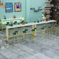Glam Marble Bistro Bar Table with Rectangle Table Top Trestle Table - 41.3" H , Only Table Clearhalo 'Bar Furniture' 'Bar Tables' 'bar_tables' 'furn' 'furn_bar_tables' 'Furniture' 'furniture_bar_tables' 'Kitchen & Dining Furniture' 1200x1200_95f96ca3-57aa-497e-a2a3-9ae88893b168