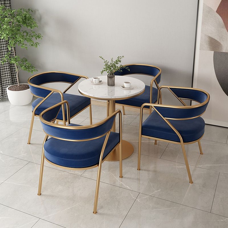 Dining Room Glam Chair Gold Legs Velvet Arm Chair with Upholstered