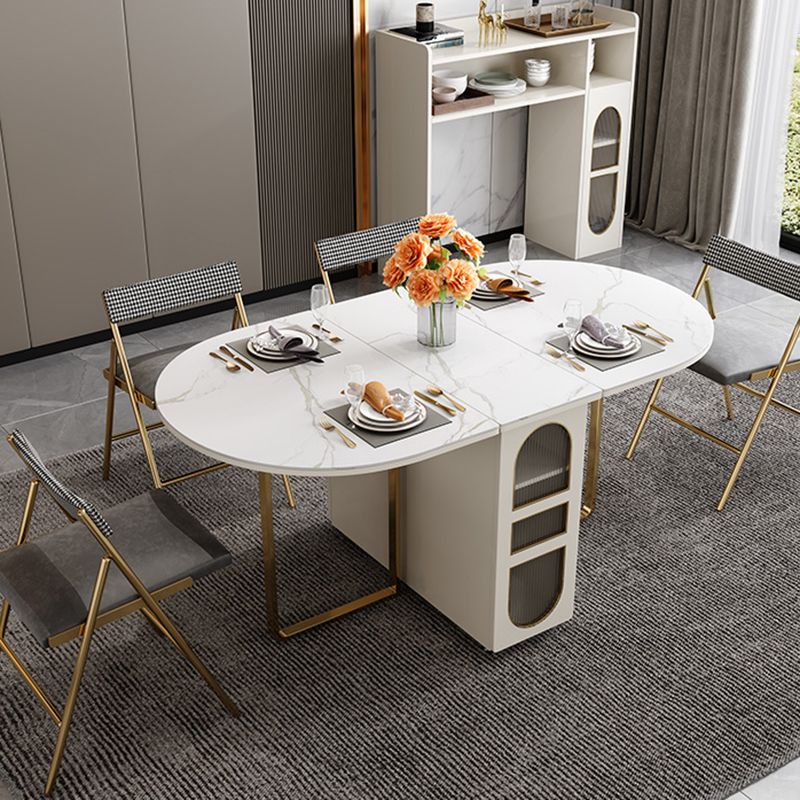 59-inch Oval Shape Casual Dining Table Two-Color Extendable Table with Sintered Stone Clearhalo ' dining_table' 'Dining Tables & Seating' 'Dining Tables' 'furn' 'furn_dining_table' 'Furniture' 'furniture_dining_table' 'Kitchen & Dining Furniture' 'kitchen&dining_furn' 'kitchen' 'kitchen_dining_table' 1200x1200_95fb692c-7808-4b24-8346-42b61211d2cc